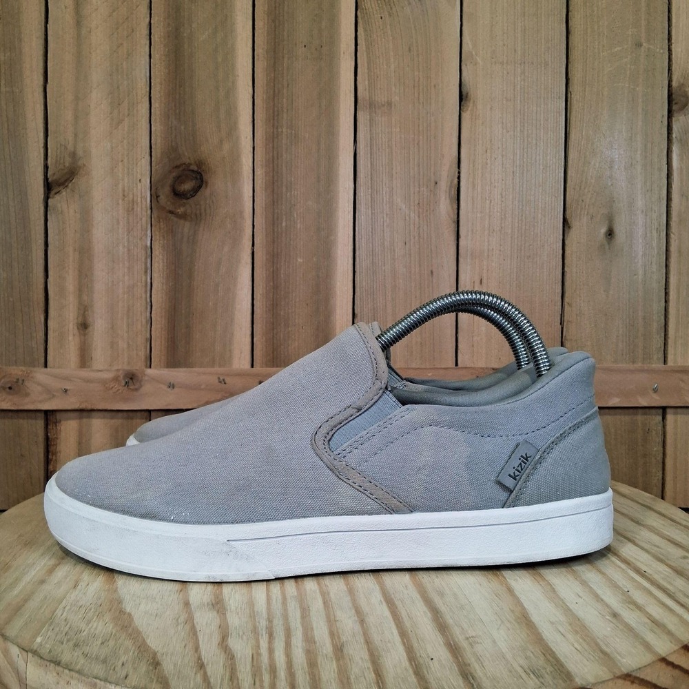 Kizik Venice Shoes Womens 9 Gray Canvas Slip On Comfort Hands Free Sneakers